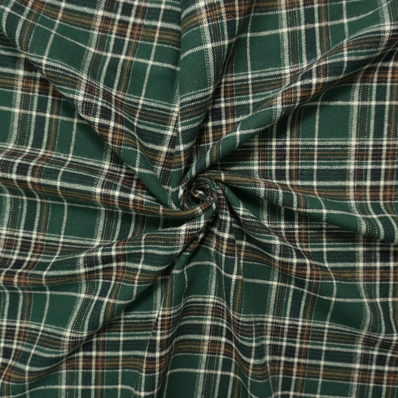 Green-Ivory-Multi Cotton Yarn Dyed Plaid Flannel Woven Fabric By the Yard